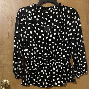 J. Crew Peplum blouse in painted dot satin-backed crepe
